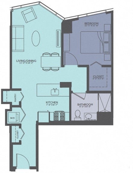 1 Bedroom 09-Tower Floorplan Image